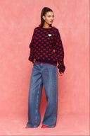 karavan fall winter 26' collection kalia knitted pullover navy blue red hearts