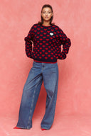 karavan fall winter 26' collection kalia knitted pullover navy blue red hearts