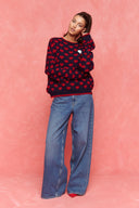 karavan fall winter 26' collection kalia knitted pullover navy blue red hearts