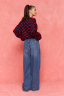 karavan fall winter 26' collection kalia knitted pullover navy blue red hearts