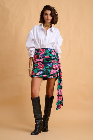 karavan clothing fashion fall winter 25 homecoming collection desiree mini skirt pixel floral black