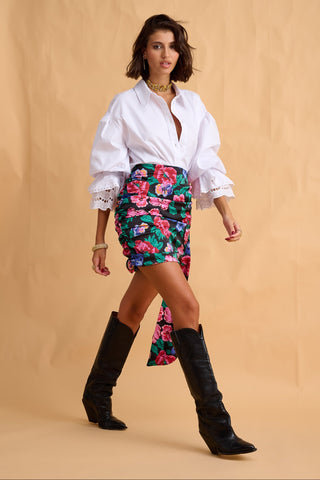 karavan clothing fashion fall winter 25 homecoming collection desiree mini skirt pixel floral black