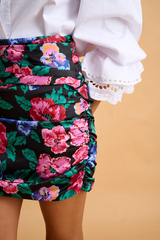 karavan clothing fashion fall winter 25 homecoming collection desiree mini skirt pixel floral black