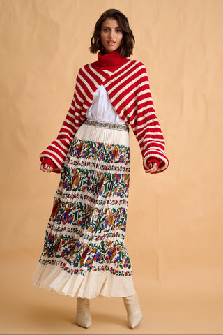 karavan clothing fashion fall winter 25 homecoming collection nancy knitted shrug red white stripes