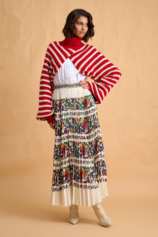 karavan clothing fashion fall winter 25 homecoming collection nancy knitted shrug red white stripes