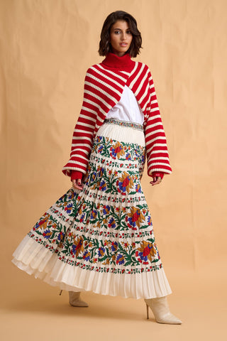 karavan clothing fashion fall winter 25 homecoming collection nancy knitted shrug red white stripes