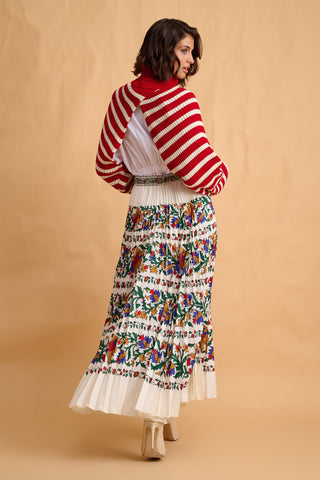 karavan clothing fashion fall winter 25 homecoming collection nancy knitted shrug red white stripes