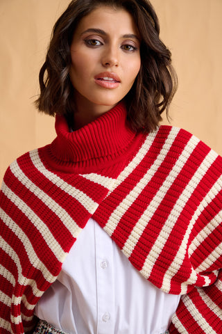 karavan clothing fashion fall winter 25 homecoming collection nancy knitted shrug red white stripes