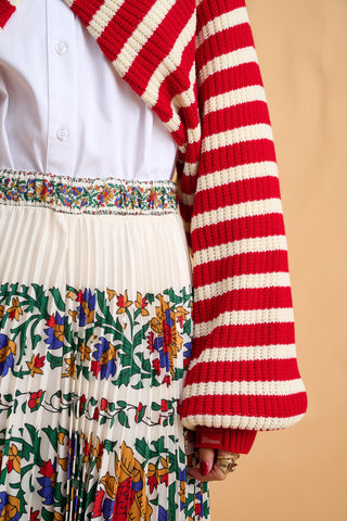 karavan clothing fashion fall winter 25 homecoming collection nancy knitted shrug red white stripes