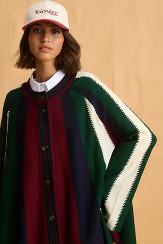 karavan clothing fashion fall winter 25 homecoming collection melina knitted cardigan bordeaux green blue stripes