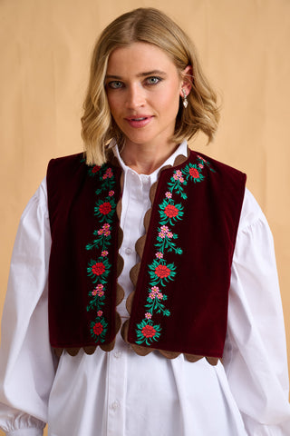 karavan clothing fashion fall winter 25 homecoming collection myrto vest bordeaux