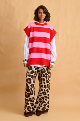 karavan clothing fashion fall winter 25 homecoming collection amelia knitted vest pink red stripes