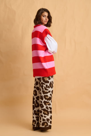 karavan clothing fashion fall winter 25 homecoming collection amelia knitted vest pink red stripes