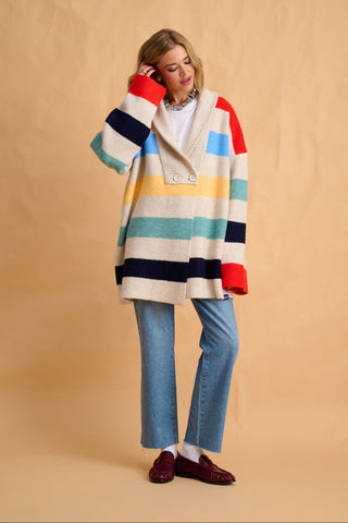 karavan clothing fashion fall winter 25 homecoming collection helga knitted cardigan multicolor stripes
