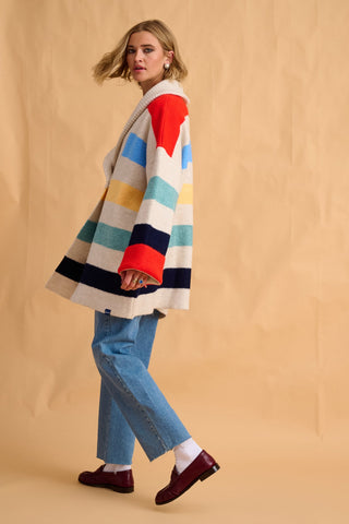 karavan clothing fashion fall winter 25 homecoming collection helga knitted cardigan multicolor stripes