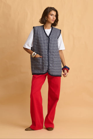 karavan clothing fashion fall winter 25 homecoming collection hazel vest checked blue