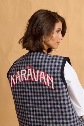 karavan clothing fashion fall winter 25 homecoming collection hazel vest checked blue