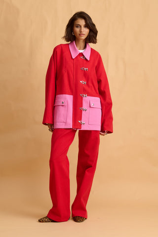 karavan clothing fashion fall winter 25 homecoming collection iga jacket red