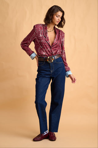 karavan clothing fashion fall winter 25 homecoming collection evelina shirt bordeaux paisley