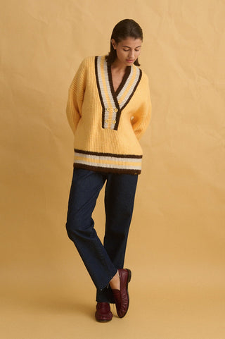 karavan clothing fashion fall winter 25 homecoming collection gianna pullover yellow brown