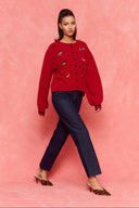 karavan fall winter 26' collection zazil knitted cardigan red