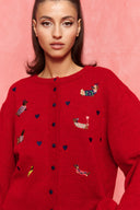 karavan fall winter 26' collection zazil knitted cardigan red