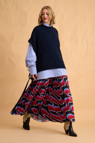 karavan clothing fashion fall winter 25 homecoming collection maxime knitted vest blue