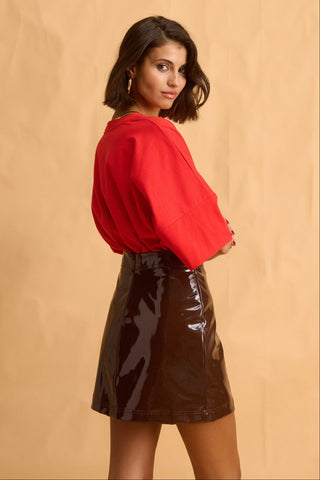 karavan clothing fashion fall winter 25 homecoming collection dorrin mini skirt brown