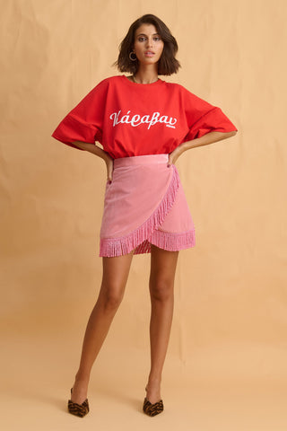 karavan clothing fashion fall winter 25 homecoming collection emily tee red