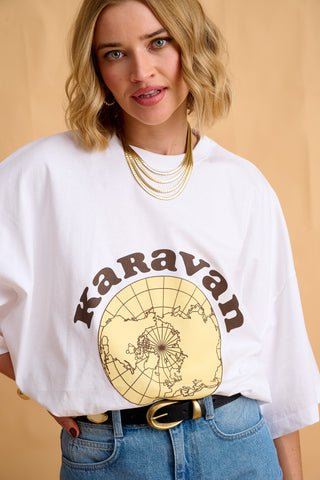karavan clothing fashion fall winter 25 homecoming collection emmy tee globe white