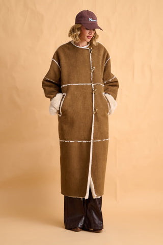 karavan clothing fashion fall winter 25 homecoming collection megan coat brown