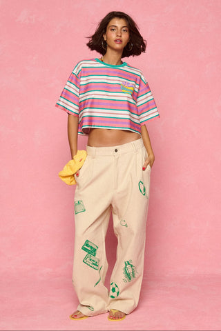 karavan clothing fashion spring summer 26 nai weekendwear collection yohanna crop tee mint pink white lines