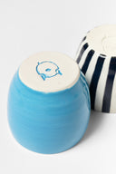 karavan planet fall winter 26' collection espresso set blue black white stripes ceramic
