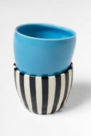 karavan planet fall winter 26' collection espresso set blue black white stripes ceramic