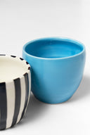 karavan planet fall winter 26' collection espresso set blue black white stripes ceramic