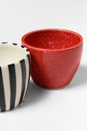 karavan planet fall winter 26' collection espresso set red black white stripes ceramic