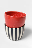 karavan planet fall winter 26' collection espresso set red black white stripes ceramic