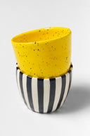 karavan planet fall winter 26' collection espresso set yellow black white stripes ceramic