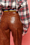 karavan fall winter 26' collection esther faux leather trousers tabac brown