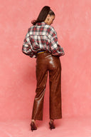 karavan fall winter 26' collection esther faux leather trousers tabac brown