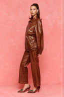 karavan fall winter 26' collection esther faux leather trousers tabac brown