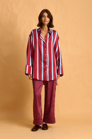 karavan clothing fashion fall winter 25 homecoming homeware collection burgundy stripes shirt