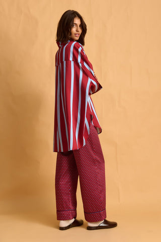 karavan clothing fashion fall winter 25 homecoming homeware collection burgundy stripes shirt