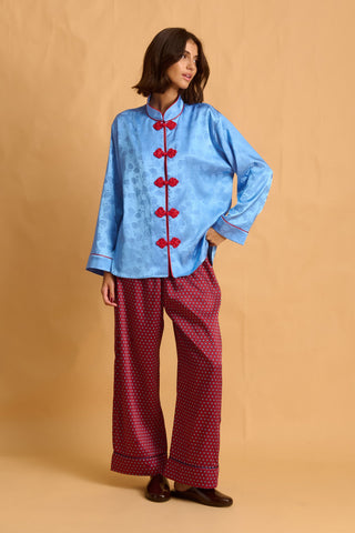 karavan clothing fashion fall winter 25 homecoming homeware collection mandarin shirt light blue