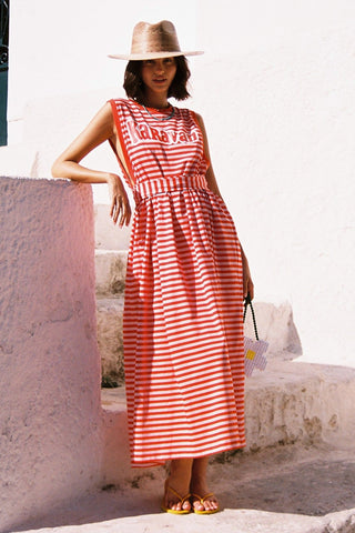karavan clothing fashion spring summer 26 nai special issue collection nadia dress pink red lines