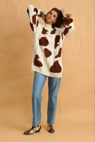 karavan clothing fashion fall winter 25 homecoming collection frida pullover brown cow ivory