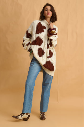 karavan clothing fashion fall winter 25 homecoming collection frida pullover brown cow ivory