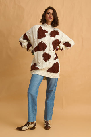 karavan clothing fashion fall winter 25 homecoming collection frida pullover brown cow ivory