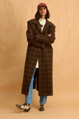 karavan clothing fashion fall winter 25 homecoming collection lupe coat checked brown