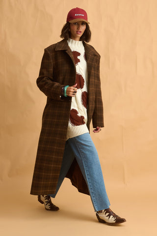 karavan clothing fashion fall winter 25 homecoming collection lupe coat checked brown